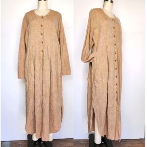 Vintage FLAX by Angelheart Linen Dress Earth Color Long Maxi Oversized Pockets S